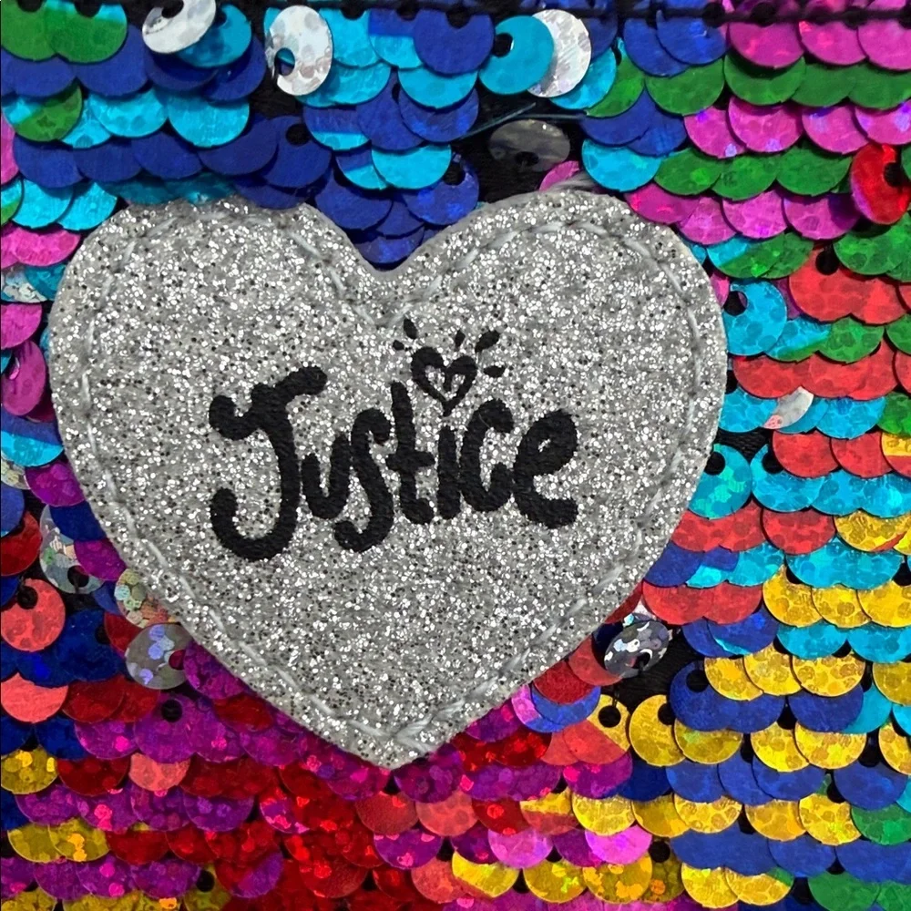 Justice Rainbow Sequin Heart Wristlet